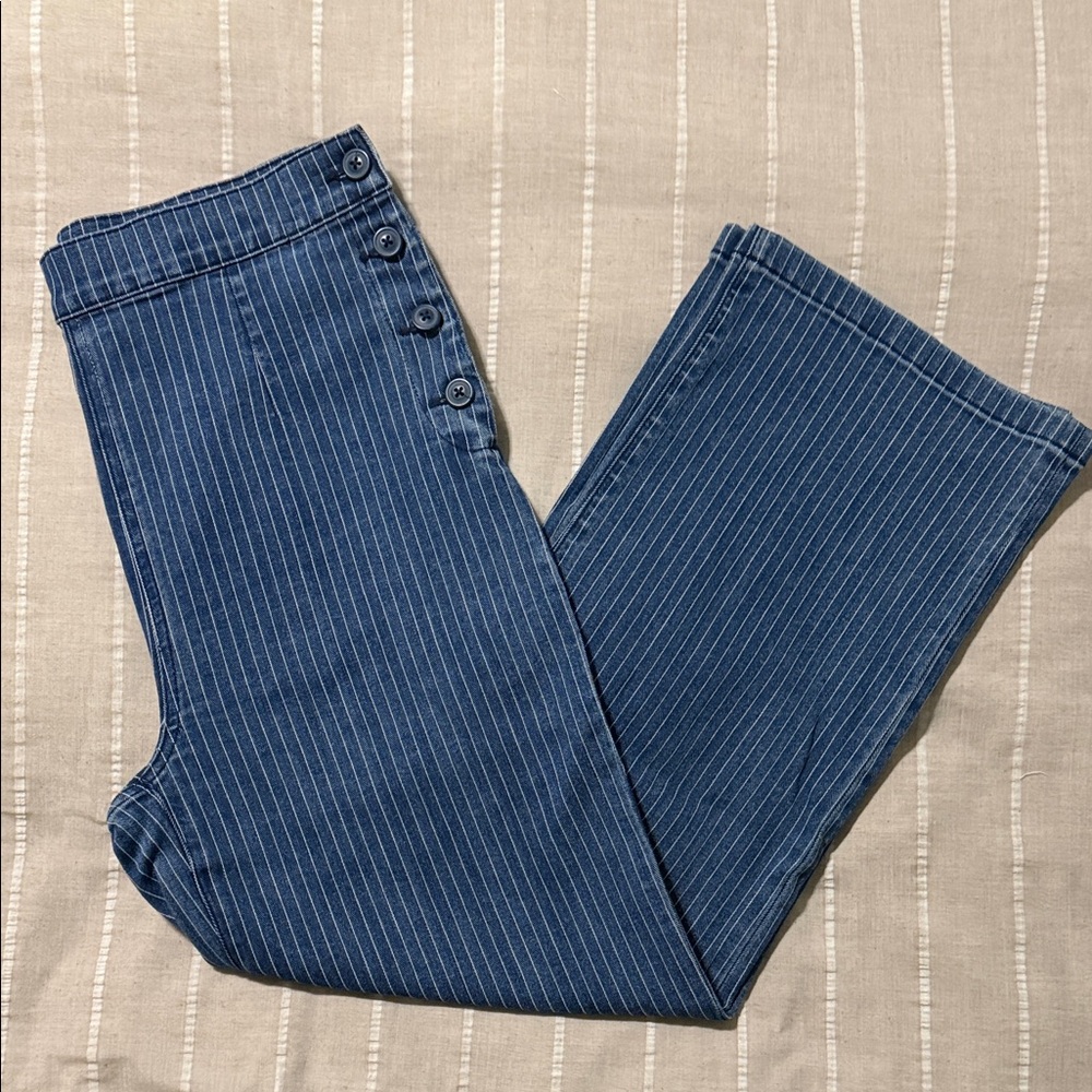 J.Crew slim wide leg stripe pants